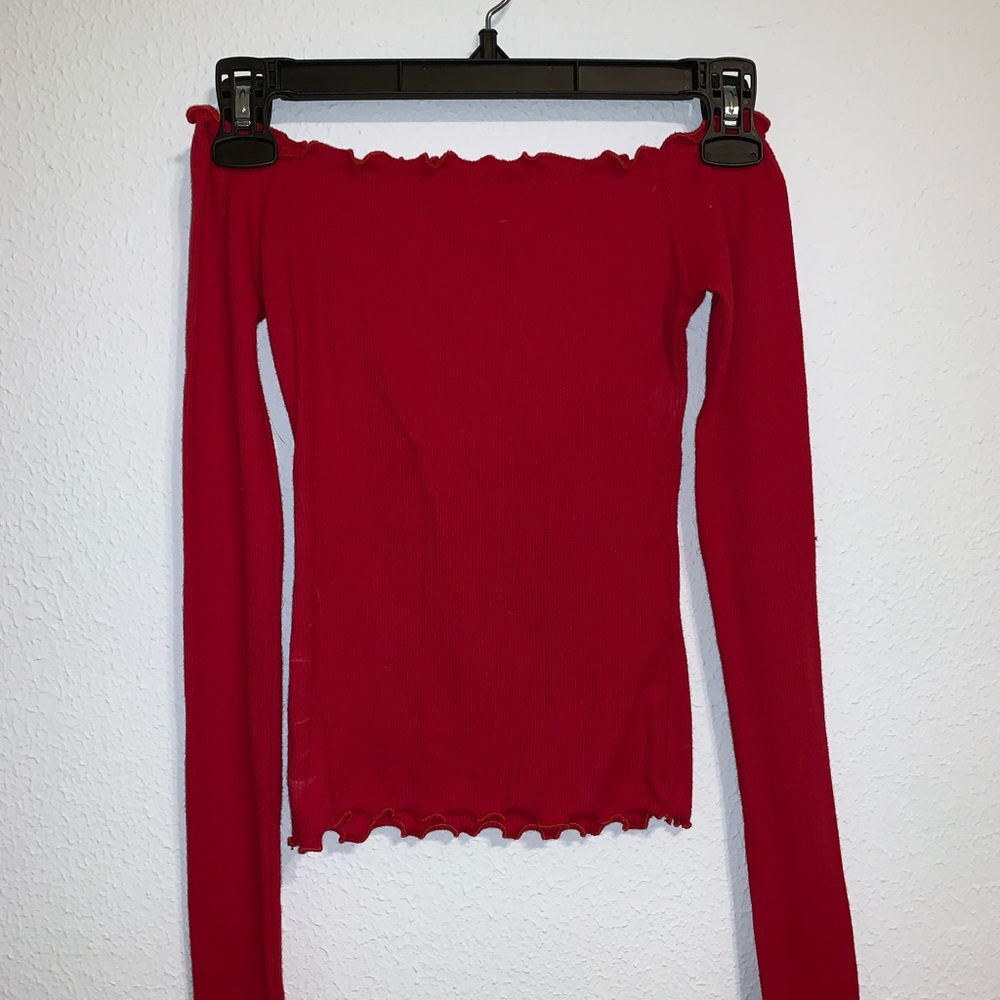 Off The Shoulder Lettuce Edge Longsleeve